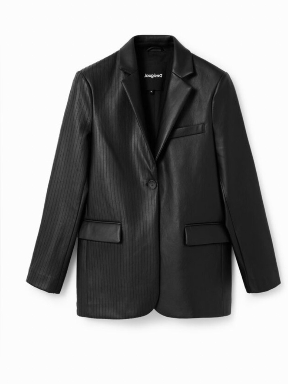 DESIGUAL black leather effect blazer size extra small